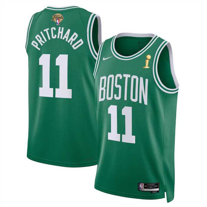 Mens Boston Celtics #11 Payton Pritchard Kelly Green 2024 Finals Champions Icon Edition Stitched Basketball Jersey Dzhi